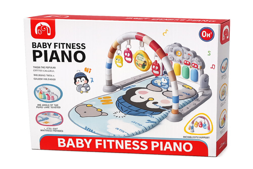 Baby Fitness Piano Play Gym – Musical Activity Mat with Hanging Toys for Infants