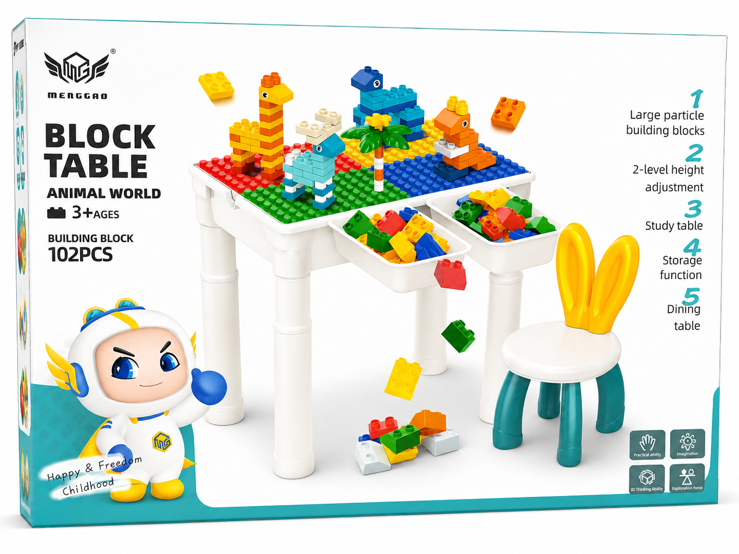 Block Table Animal World Toy