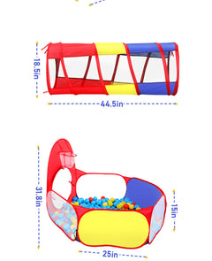 3-in-1 Kids Pop-Up Play Tent – Foldable Playhouse with Crawl Tunnel & Ball Pit