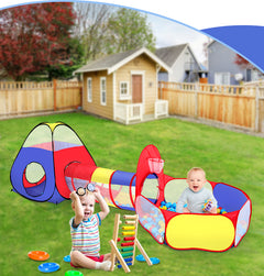 3-in-1 Kids Pop-Up Play Tent – Foldable Playhouse with Crawl Tunnel & Ball Pit